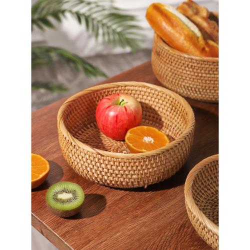 異興竹編制品收納筐家用手工編織籃子竹筐越南藤編竹籃收納籃圓形