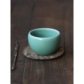 挑tea|周貝梅子青釉龍泉青瓷主人杯茶杯茶具茶道純手工帶證書禮盒