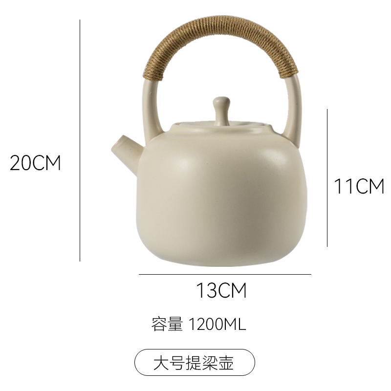電陶爐白陶煮茶壺陶瓷提梁壺套裝泡茶中式陶壺蠟燭爐可明火燒水壺|茶壺