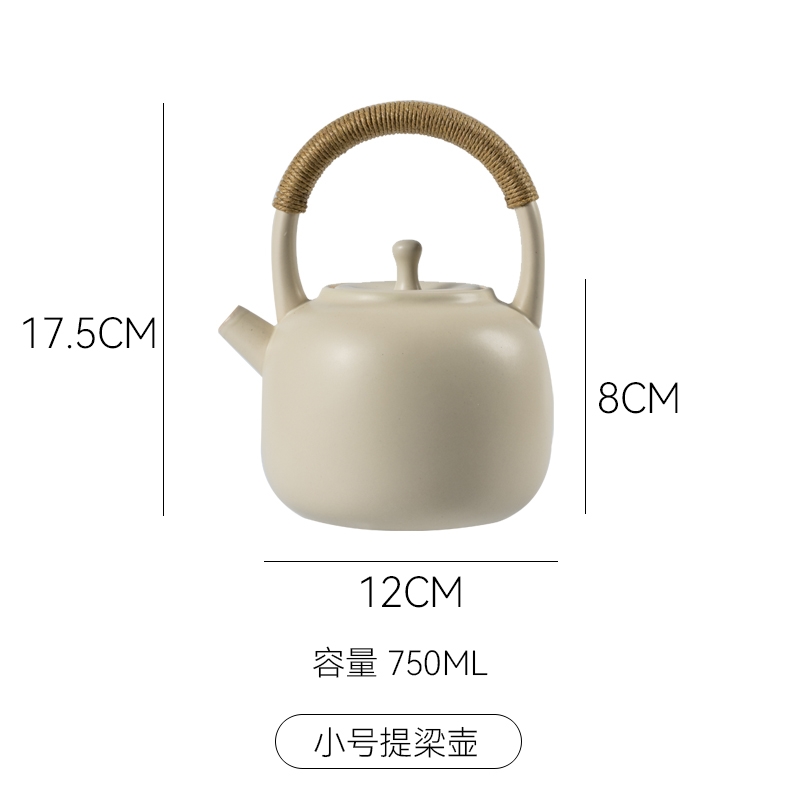 電陶爐白陶煮茶壺陶瓷提梁壺套裝泡茶中式陶壺蠟燭爐可明火燒水壺|茶壺