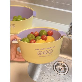雙層洗菜盆瀝水籃廚房水果盤家用客廳洗水果神器淘菜盆洗菜籃子