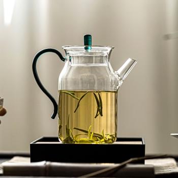 日式耐高溫玻璃執壺帶蓋 加厚玻璃綠茶壺帶濾網公道杯泡茶煮茶壺