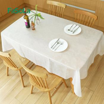 FaSoLa一次性無紡布桌布長方形家用加厚超大塑料野餐墊高級感臺布