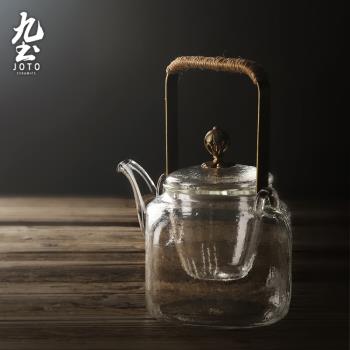 九土煮茶玻璃壺錘紋帶過濾杯電陶爐用泡茶壺功夫茶耐熱燒水提梁壺