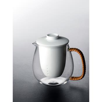 九土手工耐高溫玻璃煮茶壺帶過濾陶瓷內膽家用可加熱花茶壺泡茶壺