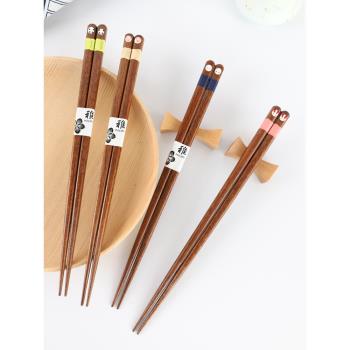 卡通動物筷子天然實木一人一筷可愛日式家用套裝區分尖頭防滑防霉