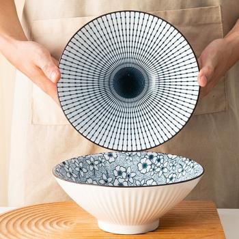 日式家用陶瓷大號湯碗拉麵碗加厚加高喝湯碗斗笠學生創意餐具飯碗