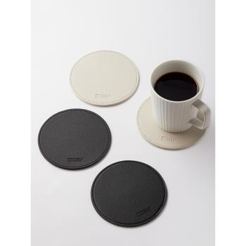 米立風物茶道皮革杯墊輕奢高級感杯子墊玻璃杯水杯墊咖啡杯墊杯託