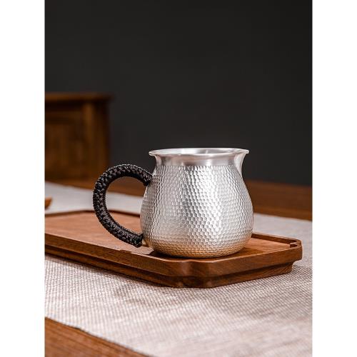 歸銀堂純銀公道杯999銀純手工功夫足銀茶具倒水茶海公平杯分茶器|公道盃