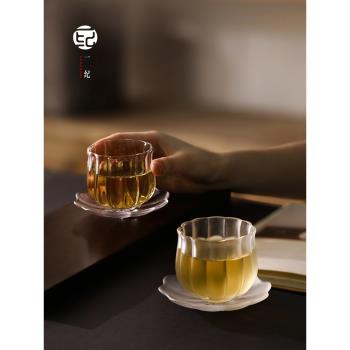 手工透明玻璃蓮花茶杯加厚耐熱品茗杯大容量主人單杯套裝功夫茶具