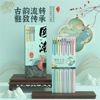 筷子家用高檔2023新款一人一筷國潮防滑防霉家庭裝輕奢合金分餐筷