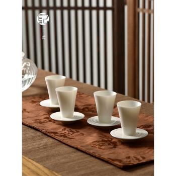 陶瓷羊脂玉純色茶盞高檔品茗杯