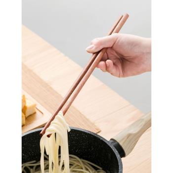 紅檀木火鍋加長筷子實木筷一雙裝 家用復古中式餐具木質油炸快子