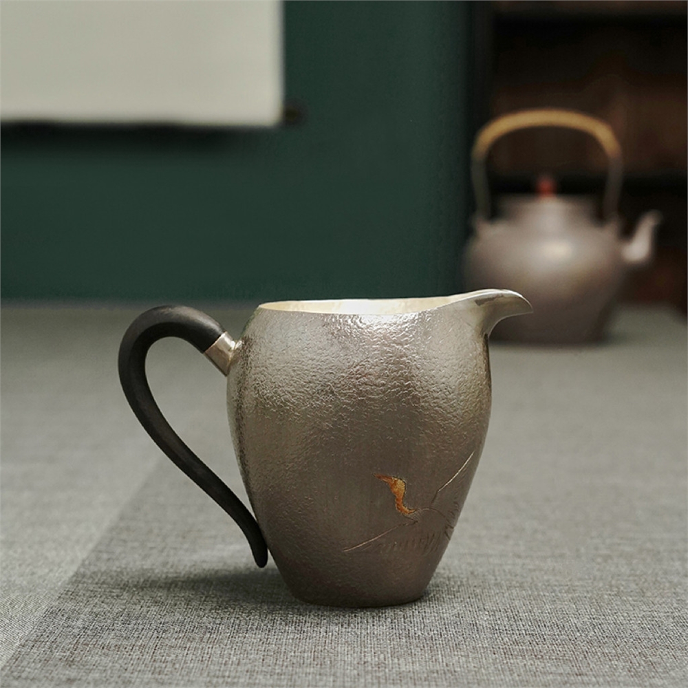 戀物志銀器純銀999 公道杯茶海純手工一張打分茶器復古茶具靜遠|公道盃