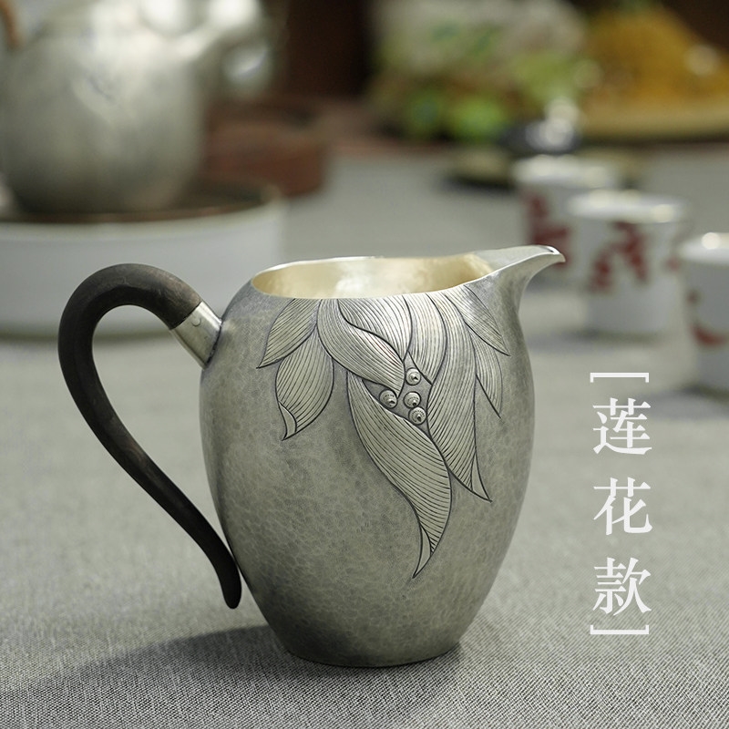 戀物志銀器純銀999 公道杯茶海純手工一張打分茶器復古茶具靜遠|公道盃