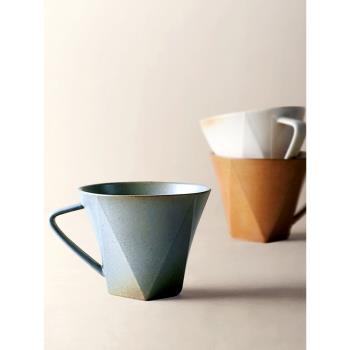 九土日式手工切面咖啡杯粗陶手沖復古窯變馬克杯創意情侶對杯家用