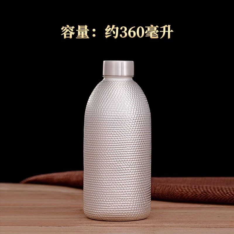 銀器時代純銀水瓶足銀999手工錘紋旅行杯多用途水杯子便攜隨手杯|隨手杯