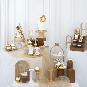 歐式復古甜品臺擺件 羅馬柱蛋糕架套裝 高端婚禮甜品架櫥窗裝飾品