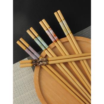 箸本筷子家用高檔耐高溫竹筷防滑防霉天然2023新款中式筷子