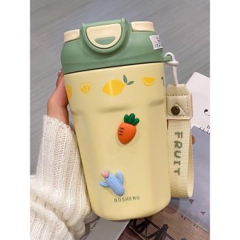 日式保溫杯女生高顏值咖啡杯便攜式雙飲水杯小清新設計感小眾杯子