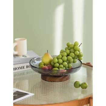 水果盤 玻璃 客廳茶幾水果盆客廳家用茶幾裝飾高檔輕奢高腳零食盤
