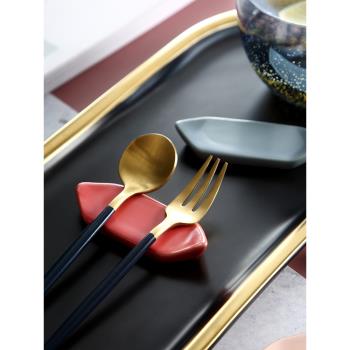 北歐ins餐桌筷子架托陶瓷 家用擺放筷子的架子創意筷子托精致勺托