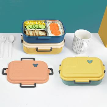 可愛分隔型飯盒學生上班族便當盒簡約日式北歐食堂帶格不銹鋼餐盒