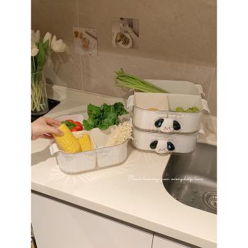雙層洗菜盆瀝水籃廚房水果盤客廳家用火鍋盤配菜盤分格蔬菜拼盤