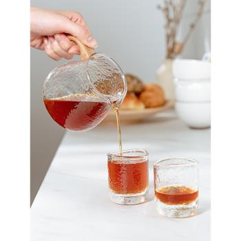 泰摩 日式錘目咖啡家用杯耐熱玻璃錘紋分享壺 手沖咖啡玻璃杯茶杯