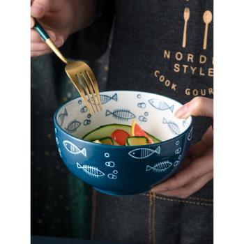 北歐餐具日式陶瓷飯碗ins風家用創意個性碗盤單個湯碗菜盤盤子