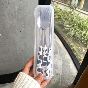 韓式可愛不銹鋼餐具套裝叉勺筷學生宿舍旅行兒童外出便攜旅行套盒