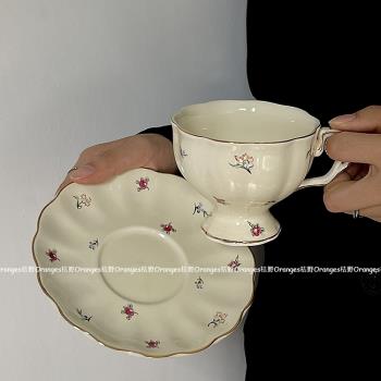 無盡浪漫 ins法式復古下午茶杯碟水杯咖啡杯套裝小清新碎花陶瓷杯