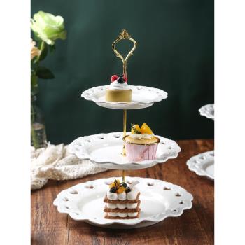 歐式點心展示架下午茶甜品臺陶瓷蛋糕托盤生日婚禮冷餐茶歇擺臺