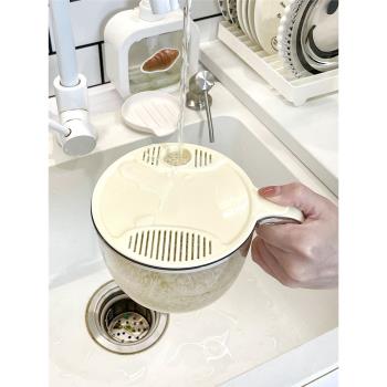 日式淘米神器食品級瀝水籃洗米免手洗廚房家用洗蔬菜水果盆淘米籃