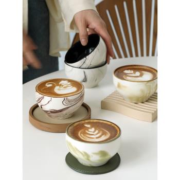 復古流雲碗杯 陶瓷大口拉花杯 下午茶咖啡杯 輕奢高檔茶杯 270ml