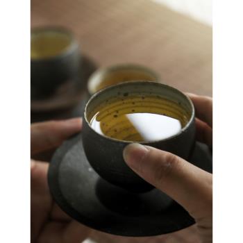 日式粗陶小茶杯手工禪意品茗杯家用功夫茶具主人杯簡約茶道盞杯子