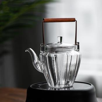 耐高溫玻璃煮茶壺泡茶家用茶具套裝提梁燒水壺煮茶器電陶爐泡茶壺
