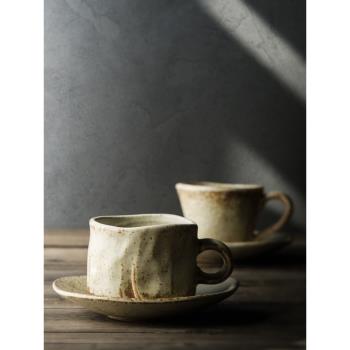 九土咖啡杯碟組陶瓷日式粗陶咖啡杯子復古咖啡套具簡約意式手工杯
