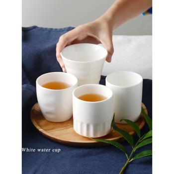 創意水杯純白陶瓷杯辦公室杯子酒店酒杯餐廳茶杯家用簡約花茶杯