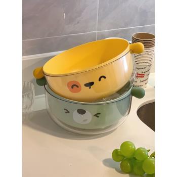 可愛雙層洗菜盆瀝水籃高顏值創意2023新款水果盤廚房濾水淘菜籃子