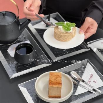 ins韓式雪糕甜品叉勺 酸奶勺子304不銹鋼錘目紋咖啡冰淇淋水果叉