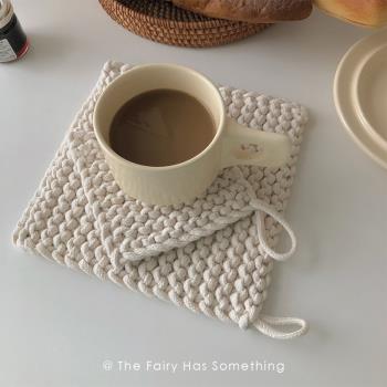 日式棉線編織餐桌隔熱墊防燙家用耐高溫ins風簡約盤子杯墊鍋墊碗