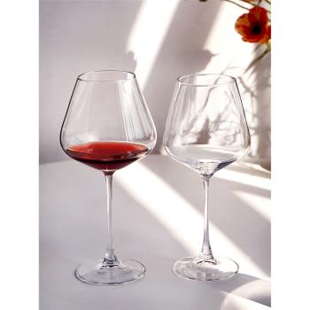 黑紅領結勃艮第紅酒杯大肚家用輕奢無鉛水晶玻璃葡萄酒紅桿高腳杯