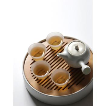 九土日式茶盤陶瓷干泡新中式迷你竹制茶盤儲水式簡約禪意家用茶具
