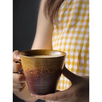 九土復古咖啡杯粗陶窯變個性杯子拿鐵咖啡杯辦公室水杯情侶對杯杯