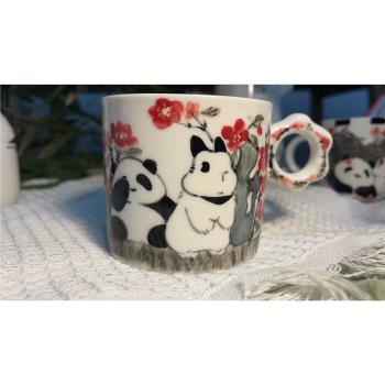 喵茶日式手作可愛全手繪熊貓兔子咖啡杯碟馬克杯茶壺非安達知亨
