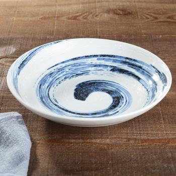 日本進口美濃燒釉下彩陶瓷粉吹清流缽碗日式和風深盤子創意餐具