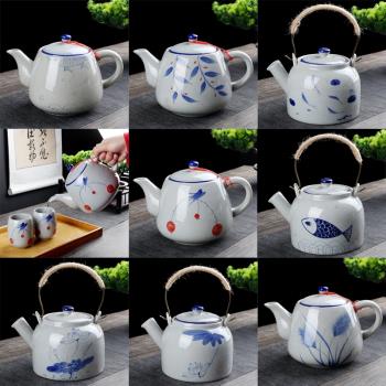 大號功夫茶壺飯店家用陶瓷茶具把手壺過濾辦公單個茶水分離泡茶器