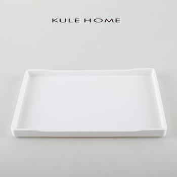 KULE HOME 簡約長方形托盤塑料創意白色托盤茶盤水果盤蛋糕面包盤