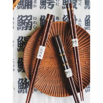 櫻花箸。一宅日式餐具禮盒馬拉斯實木防滑尖頭防霉一人一筷子家用